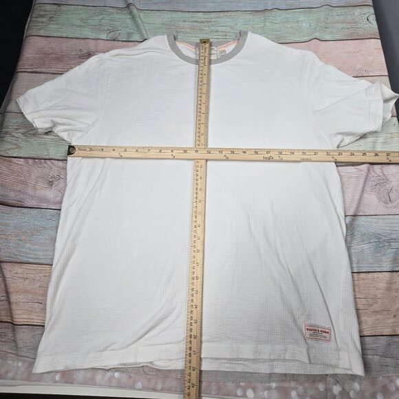 Scotch & Soda Mens XL White Textured T-Shirt With Grey Trim - Picture 6 of 8